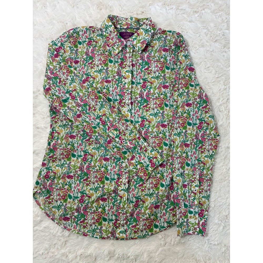 J.Crew Liberty Fabric Floral Button Down Shirt Multi-Color Womens 2
